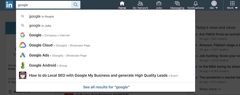 How to add Interests on LinkedIn Search Results